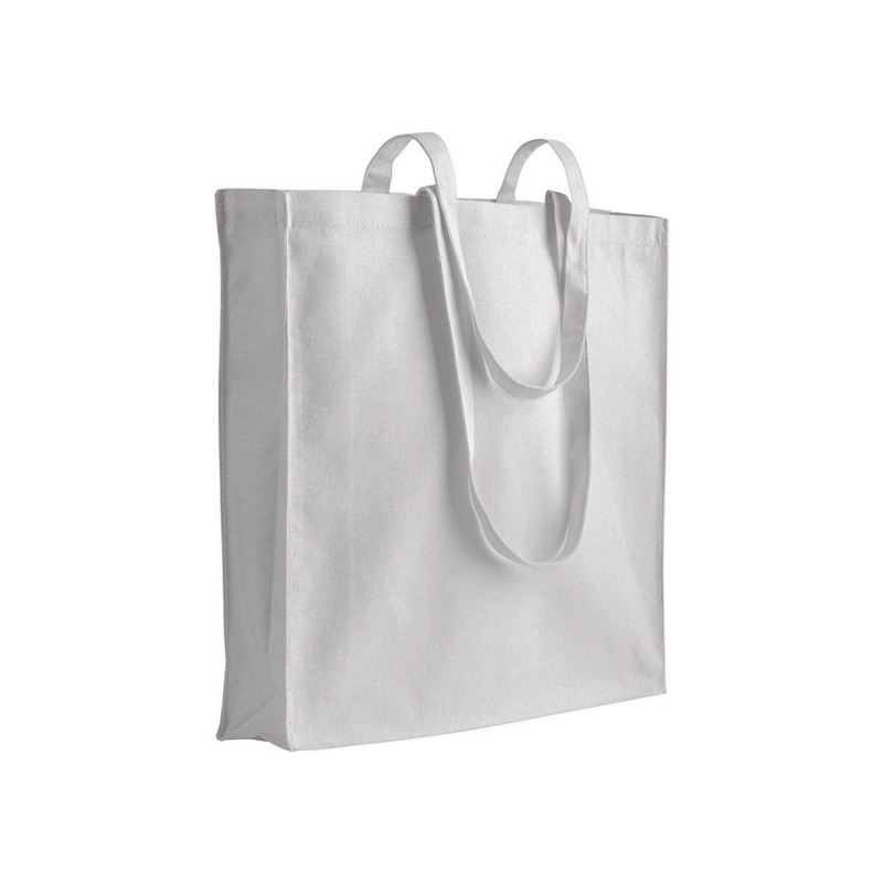 Shopper avec soufflet en canvas 280 gr/m2, anses longues