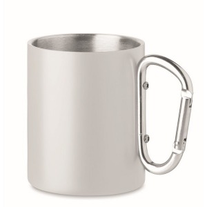 AROM Taza de metal y asa de mosquetón