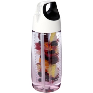 HydroFruit Botella deportiva de plástico reciclado de 700 ml con tapa abatible e infusor