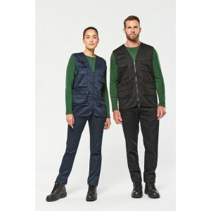 Chaleco multibolsillos unisex de polialgodón forrado