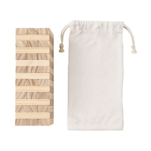 Torre de madera basculante, 54 bloques, con bolsa de algodón