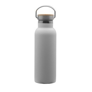 Botella de doble pared con tapón de bambú 500 ml