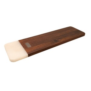 Gran tabla de cortar de acacia y mármol blanco