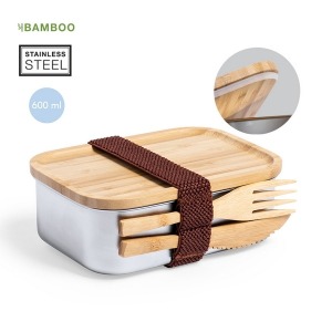 Fiambrera de bambú y metal