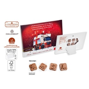 Calendario de Adviento personalizado, calendario de chocolate con leche Callebaut