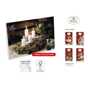 Calendario de Adviento HEIDEL para colgar con impresión personalizada, Barras de chocolate de Heidel