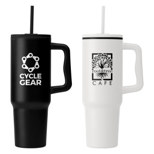 1180ml gobelet de promoción en acier inoxydable recyclé à double paroi avec paille Sérigraphie