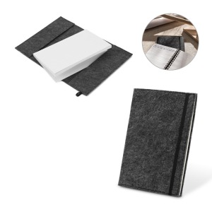 BALDWIN Cuaderno A5 con cubierta de fieltro reciclado 100% rPET y páginas rayadas.