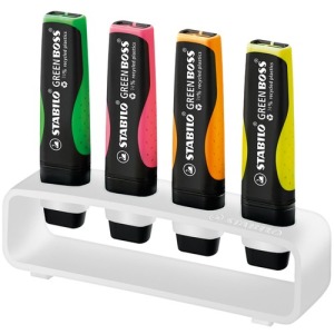 STABILO de promoción GREEN BOSS Juego de 4 rotuladores fluorescentes de sobremesa
