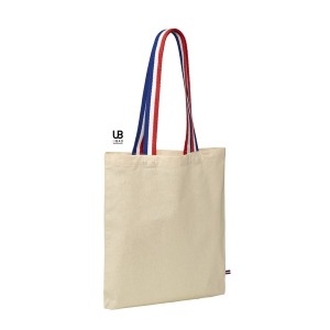 Tote bag personalizable 180grs coton anses bleu/blanc/rouge