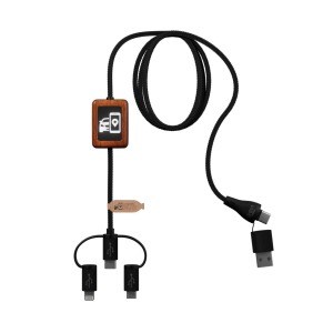 Cable largo 5 en 1 de bambú compatible con CarPlay Stock