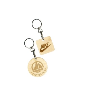 LLAVERO DE PLACA DE MADERA ECOLÓGICA, redondo o cuadrado 40 mm