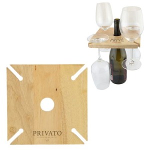 Soportes de madera para botellas de vino y copas