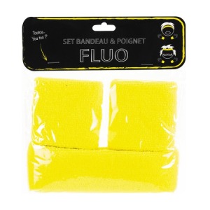 CONJUNTO DE DIADEMA Y PUÑO AMARILLO NEÓN