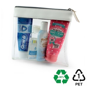 Estuche transparente con cremallera 185 x 180 x 20 mm en rPET