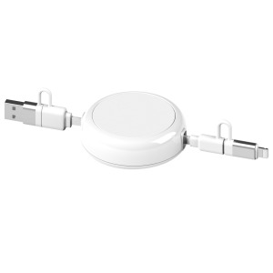 Câble de promoción dérouleur 4 en 1 à charge rapide 20W en matériaux recyclés - Blanc