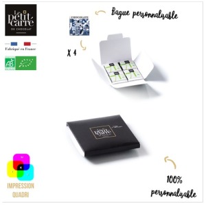 Tarjeta de 4 cuadrados orgánicos con anillas personalizables - Impresión a doble cara