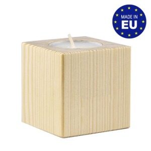Portavelas de madera en forma de cubo