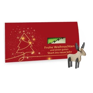 Tarjeta de felicitación con puzzle de madera y fieltro - diseño estándar - Papá Noel