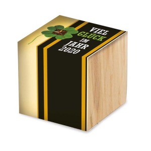 Pot cube bois Mini - Design standard - Trèfle à 4 feuilles de promoción
