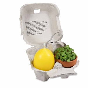 Placer en una caja - con mini juego de plantación en maceta de terracota, vela huevo, tartera conejo...
