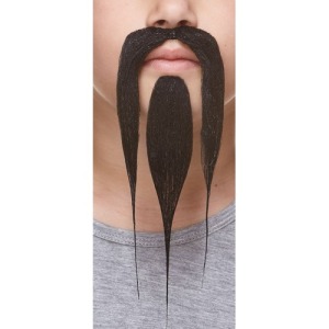 Bigote chino largo infantil - Negro brillante S038