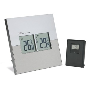 Thermomètre personalizable sans fils en plastique et aluminium