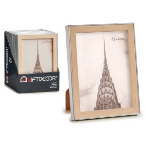cadre photo personalizable argenté couleur bois 15x20cm