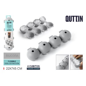 Bac à glaçons r de promoción rond flexible en silicone 4 cubes Quttin