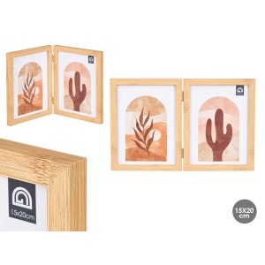 cadre photo personalizable en bambou double effet 15x20