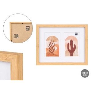 cadre personalizable 2 photos 10x15 effet bambou