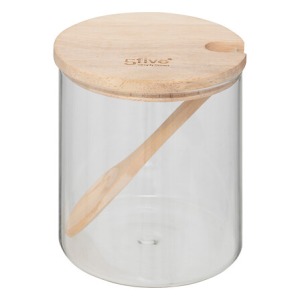 Sucrier personalizable verre et bois 0,4L hermet, transparent