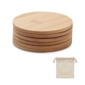 BAYIN SET Juego de 6 posavasos de bambú