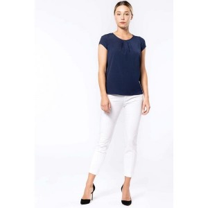 Blusa de crepé de manga corta para mujer - kariban