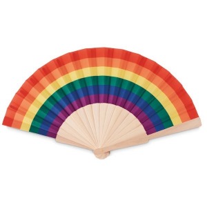 BOWFAN Abanico de madera arco iris