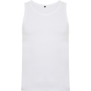 Camiseta de tirantes anchos, corte semicurvo, sisas y cuello de punto sencillo TEXAS (Blanco, Tallas Niño)