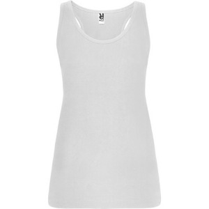 Camiseta de tirantes ajustada con ribetes y escote, tirante ancho BRENDA (Blanca)