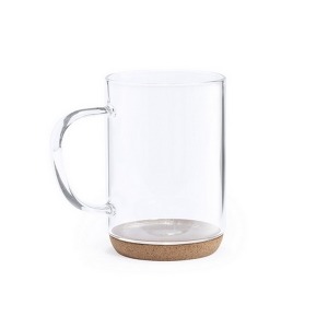 Taza de cristal de 45cl con base de corcho