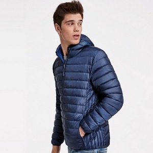 NORWAY - Chaqueta acolchada para hombre con relleno de plumas, capucha fija ajustable