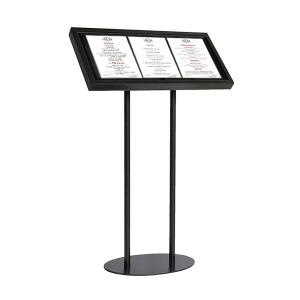 Porta menús de restaurante 3xA4 Retrato Negro Mate