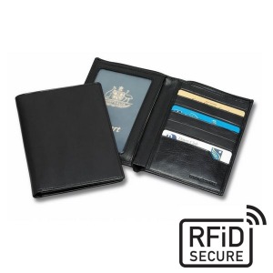 Funda de pasaporte de piel RFiD Sandringham