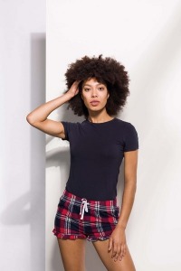 Pantalones cortos de tartán para mujeres - skinni fit