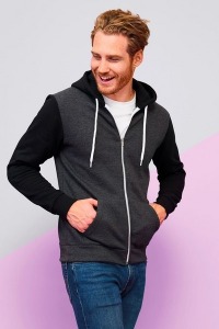 Sudadera con cremallera de contraste plateada