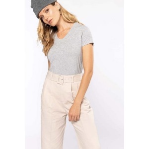 Camiseta de manga corta con cuello de pico para mujer - kariban