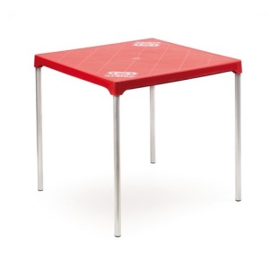 Mesa cuadrada con patas de aluminio