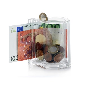 Esquina de la caja de dinero y nota