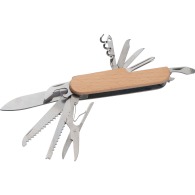 Navaja de bolsillo de acero inoxidable con revestimiento de madera