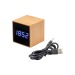 Horloge réveil et display température à LED blanche, en bambou regalo de empresa