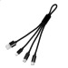 Câble court 4 en 1 - 18cm à charge rapide 20W en matériaux recyclés - Noir regalo de empresa