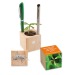 Pot cube bois de bureau - Bulbes de trèfle à 4 feuilles regalo de empresa